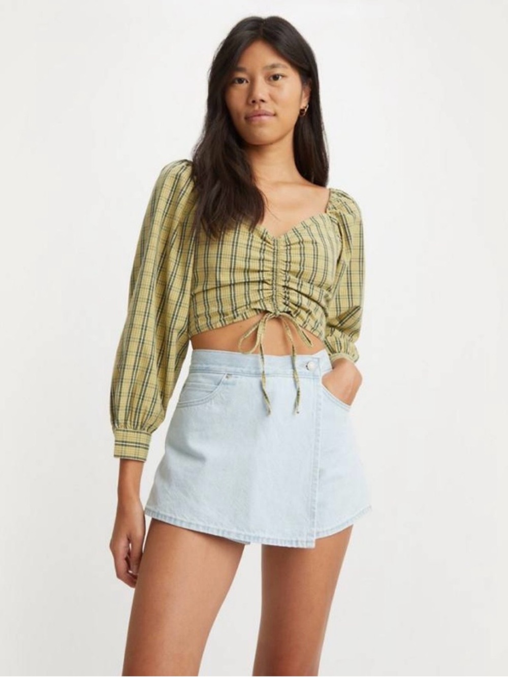 Levi's Nwt Levi Green Plaid Top